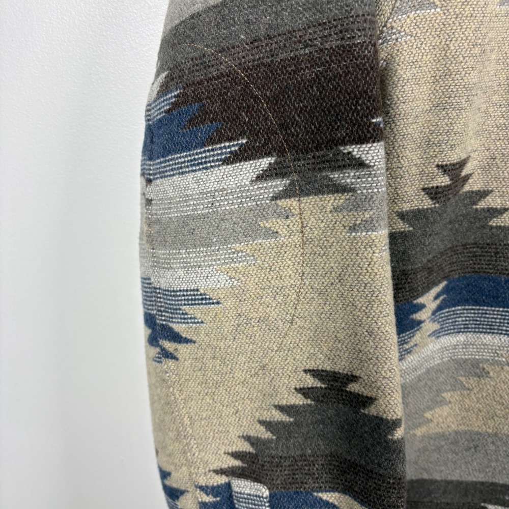 Jachs NY Mens XXL Sherpa Lined Southwestern Shirt Jacket Grey Blue Aztec - Picture 5 of 6